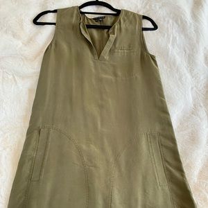 Theory army green silk dress size 0